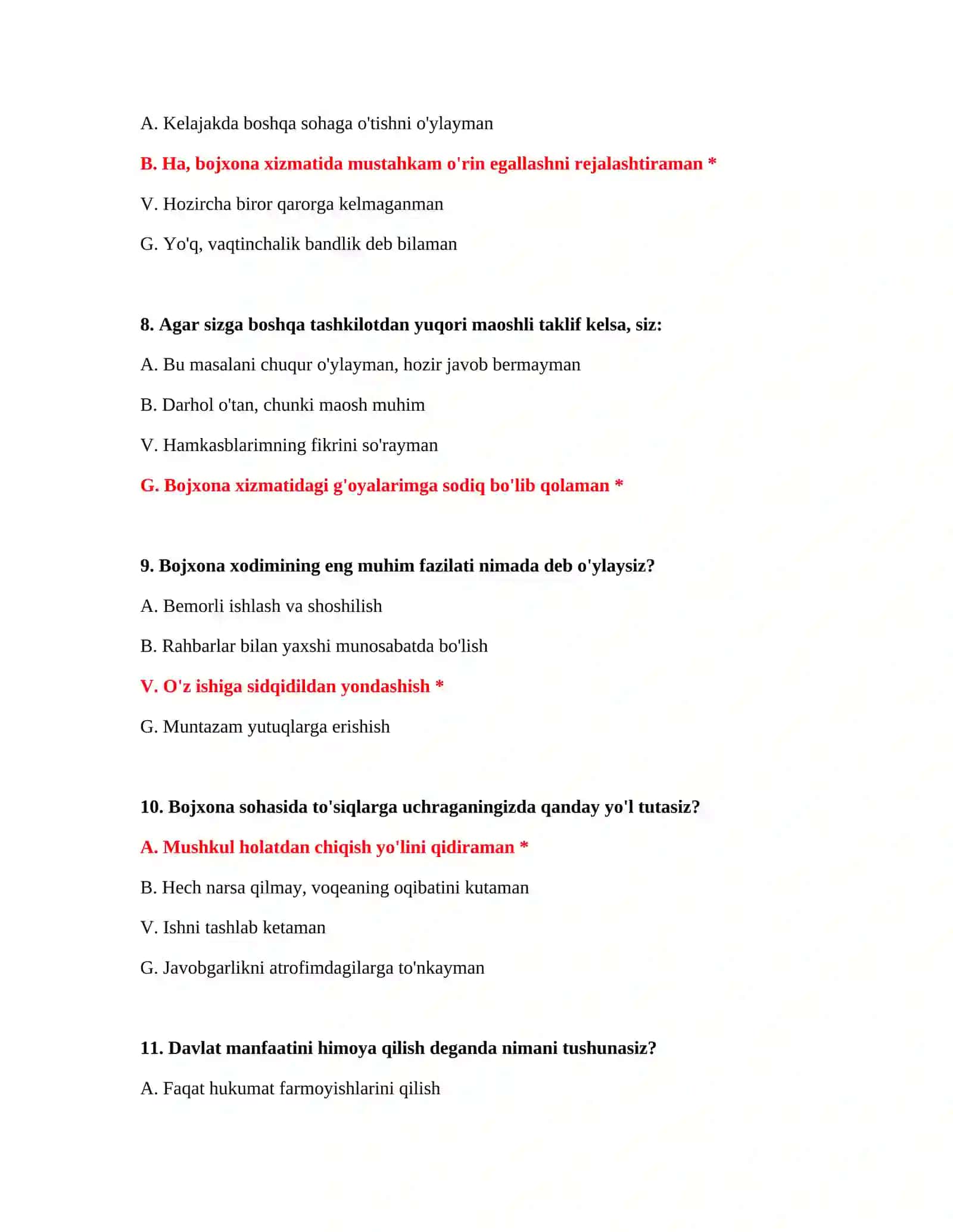 PSIXOLOGIK TEKSHIRUV VA BARCHA SAVOLLAR VA JAVOBLARI 4