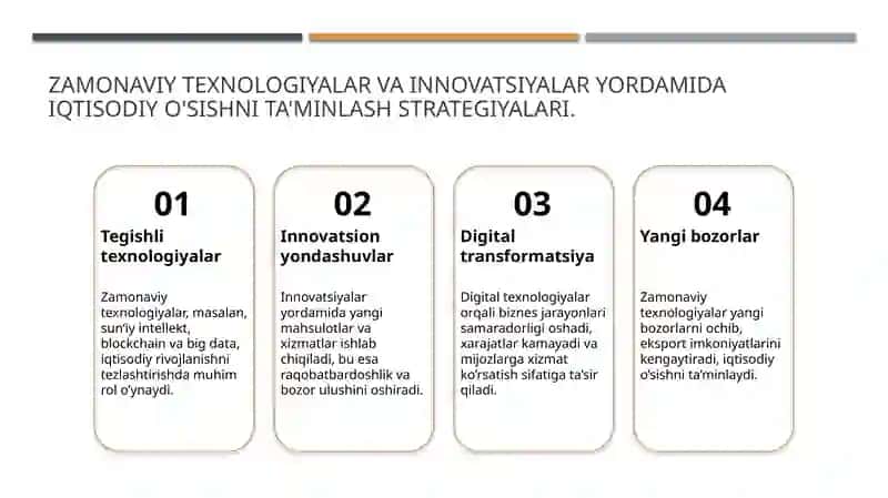 Innovatsion iqtisodiyotda rivojlatirish omilari 4