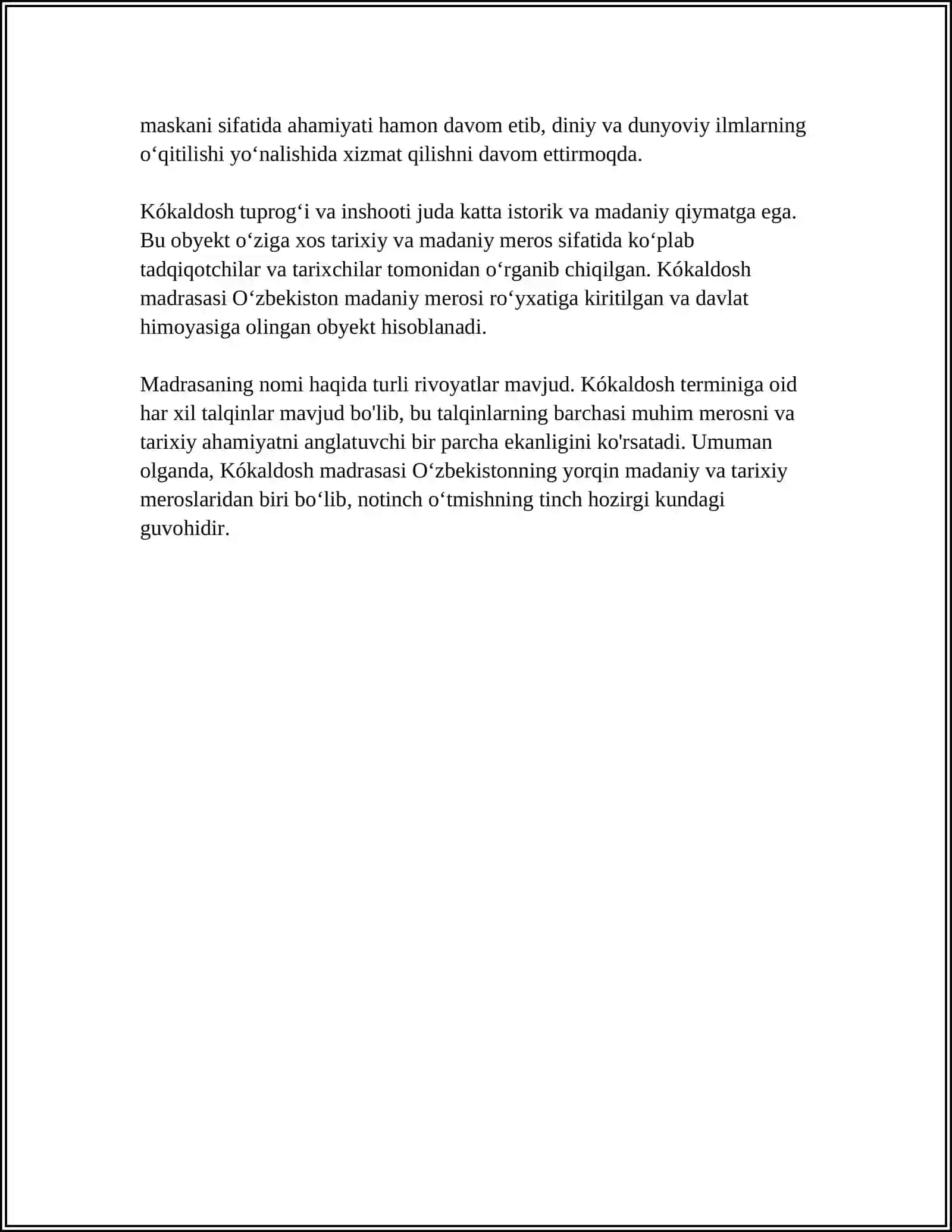 KÓKALDOSH MADRASASI 4