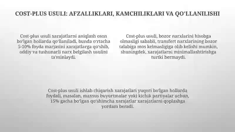 Transfert narxlari va qiymat yondashuvining tahlili 4