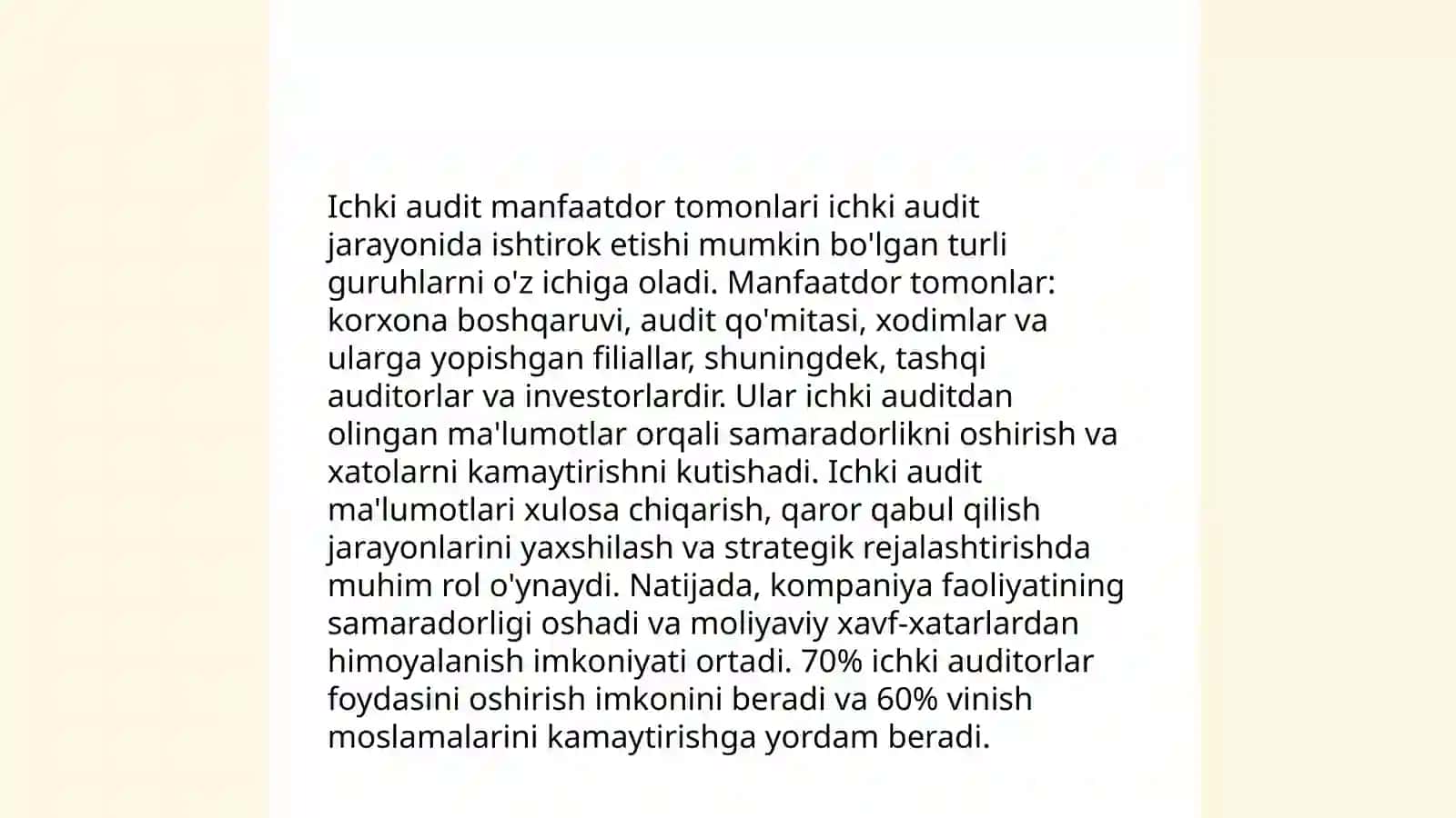 Banklarning ichki auditiga qoʻyilgan talablar 4