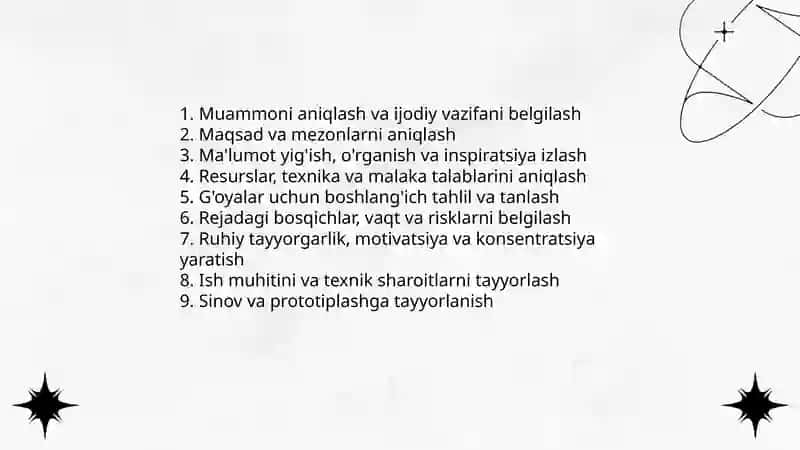 İjodiy faoliyatning òziga xos xususiyatlari va bosqichlari 4