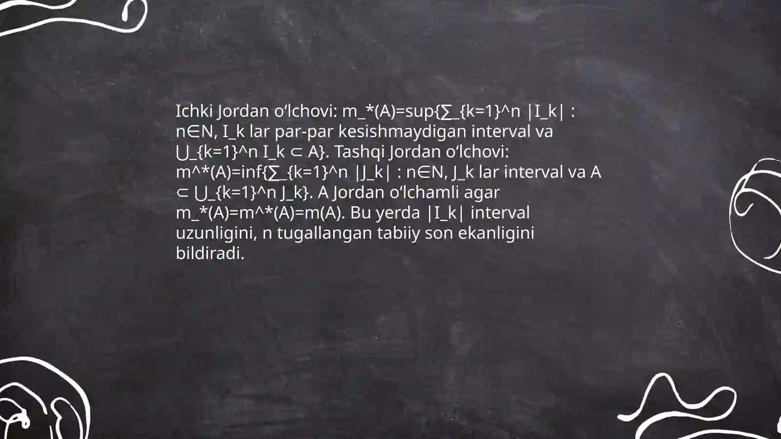 Sonlar oʻqidagi toʻplamning Jordan oʻlchovi 4