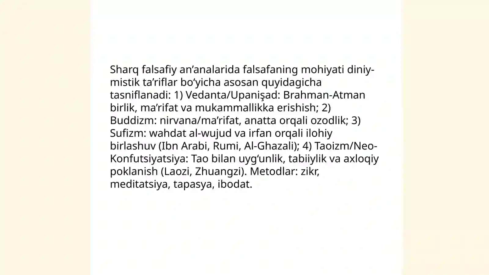 Falsafaning mohiyatiga oid sharq va g'arb mutafakkirlari tariflarini tasniflash 4
