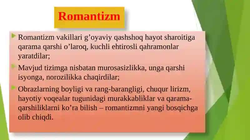 Romantizm va realizm adabiyoti 4