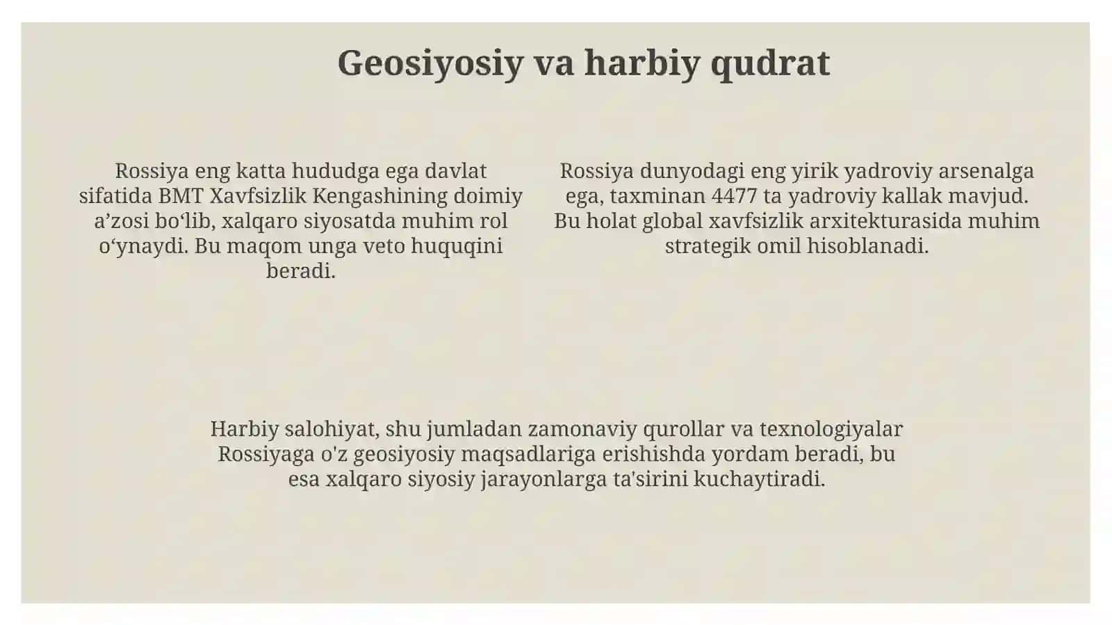 Jahon siyosatida Rossiyaning roli 4