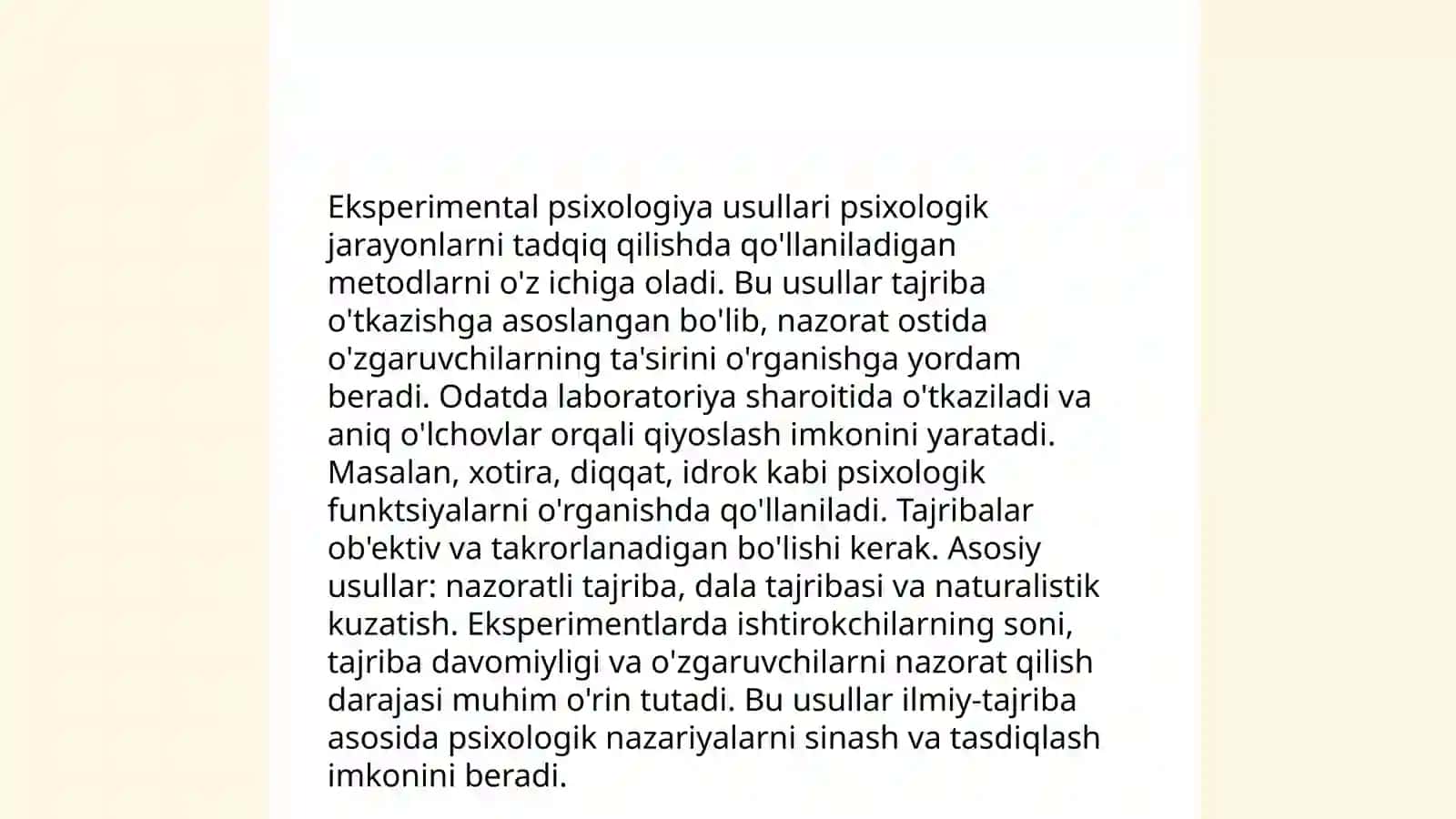 PSIXOLOGIYA TADQIQOT METODLARI:TEST, KORRELYATSIYA, MODELLASHTIRISH 4