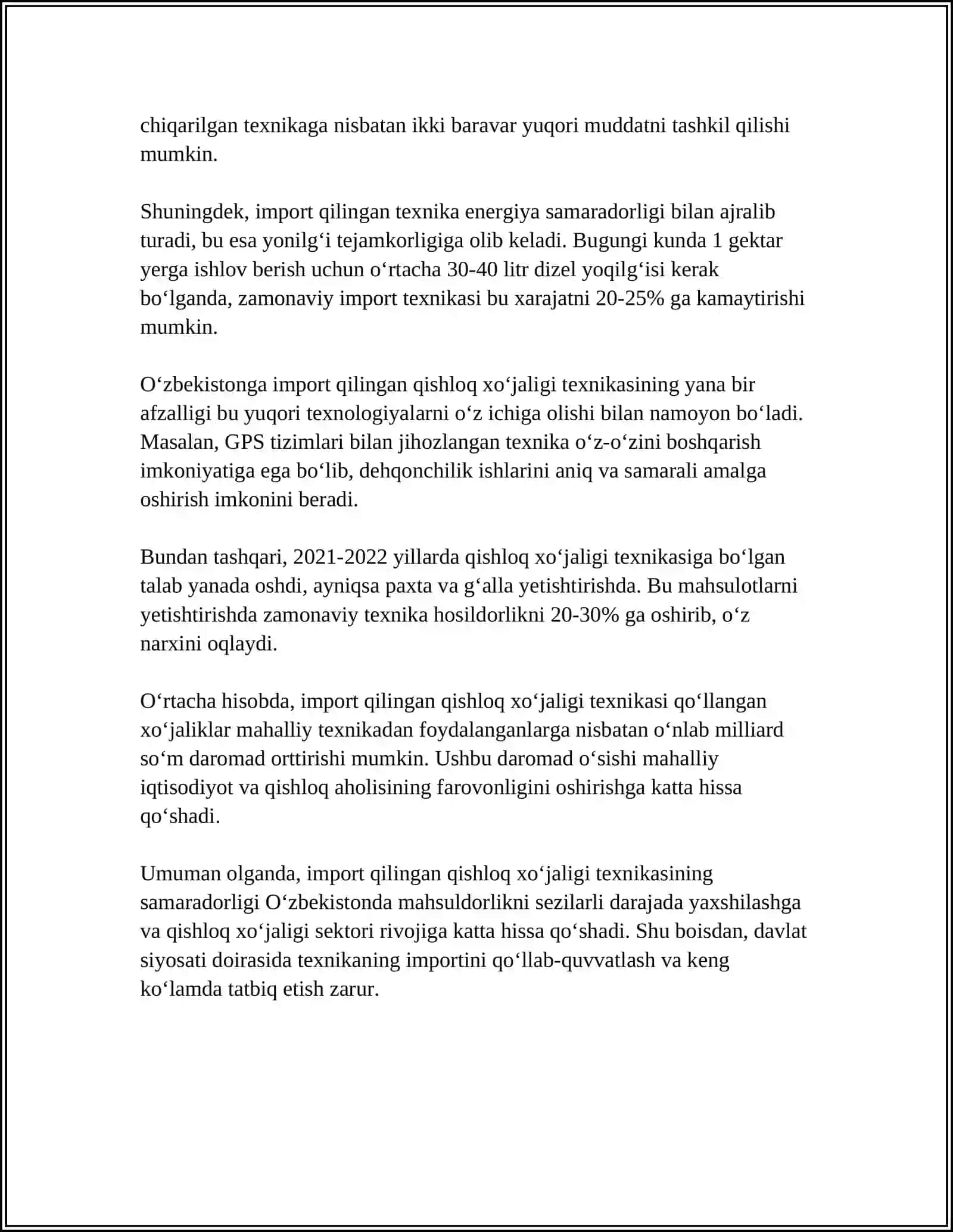 XORIJIY FIRMA QISHLOQ XOʻJALIGI TEXNIKALARINING AFZALLIGI VA KAMCHILIKLARI 4