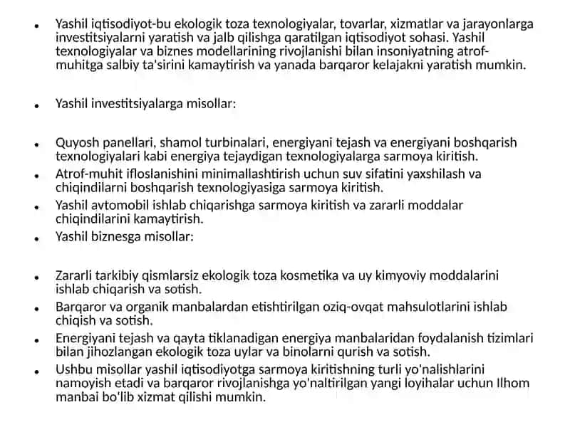 Yashil iqtisodiyotni baholash amaliyoti va ko'rsatkichlari 4