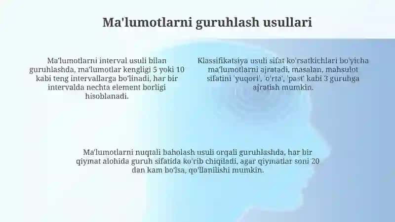 Statistik jamlash va guruhlash 4