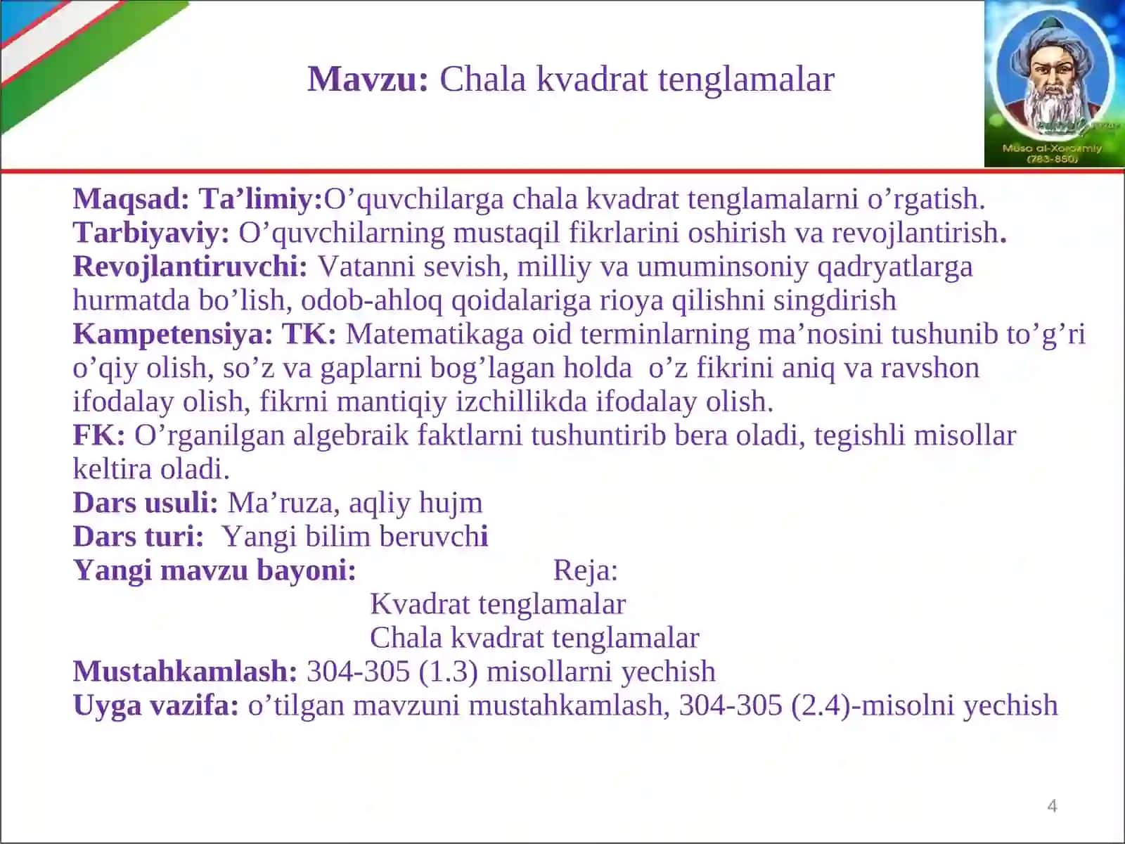 Chala kvadrat tenglamalar 4