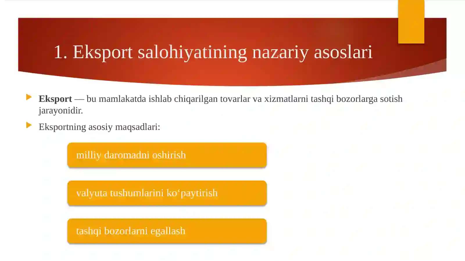 SANOAT TARMOQLARIDA EKSPORT SALOHIYATINI OSHIRISH 4