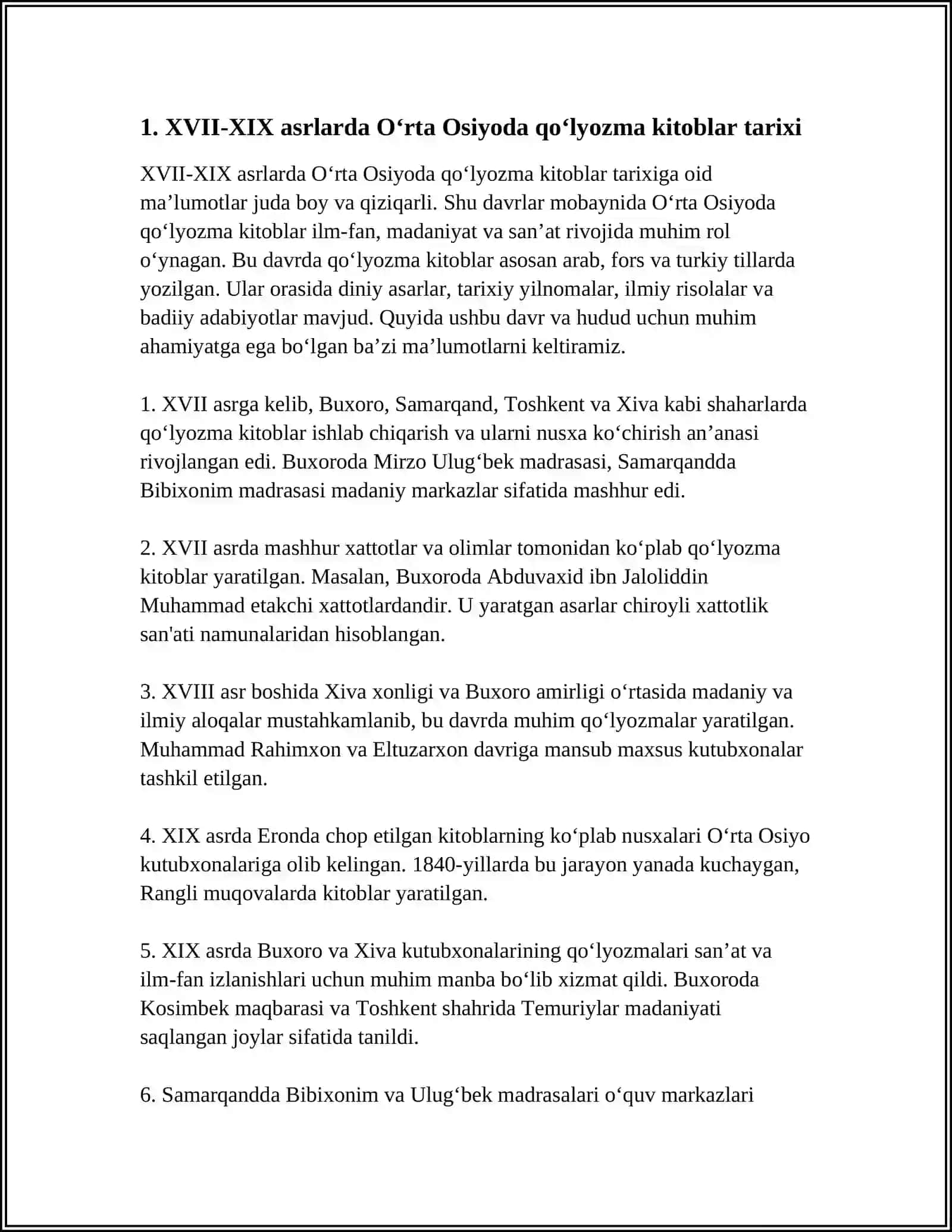 XIX - XVII ASRLARDA QO‘LYOZMA KITOBATCHILIK ISHI 4