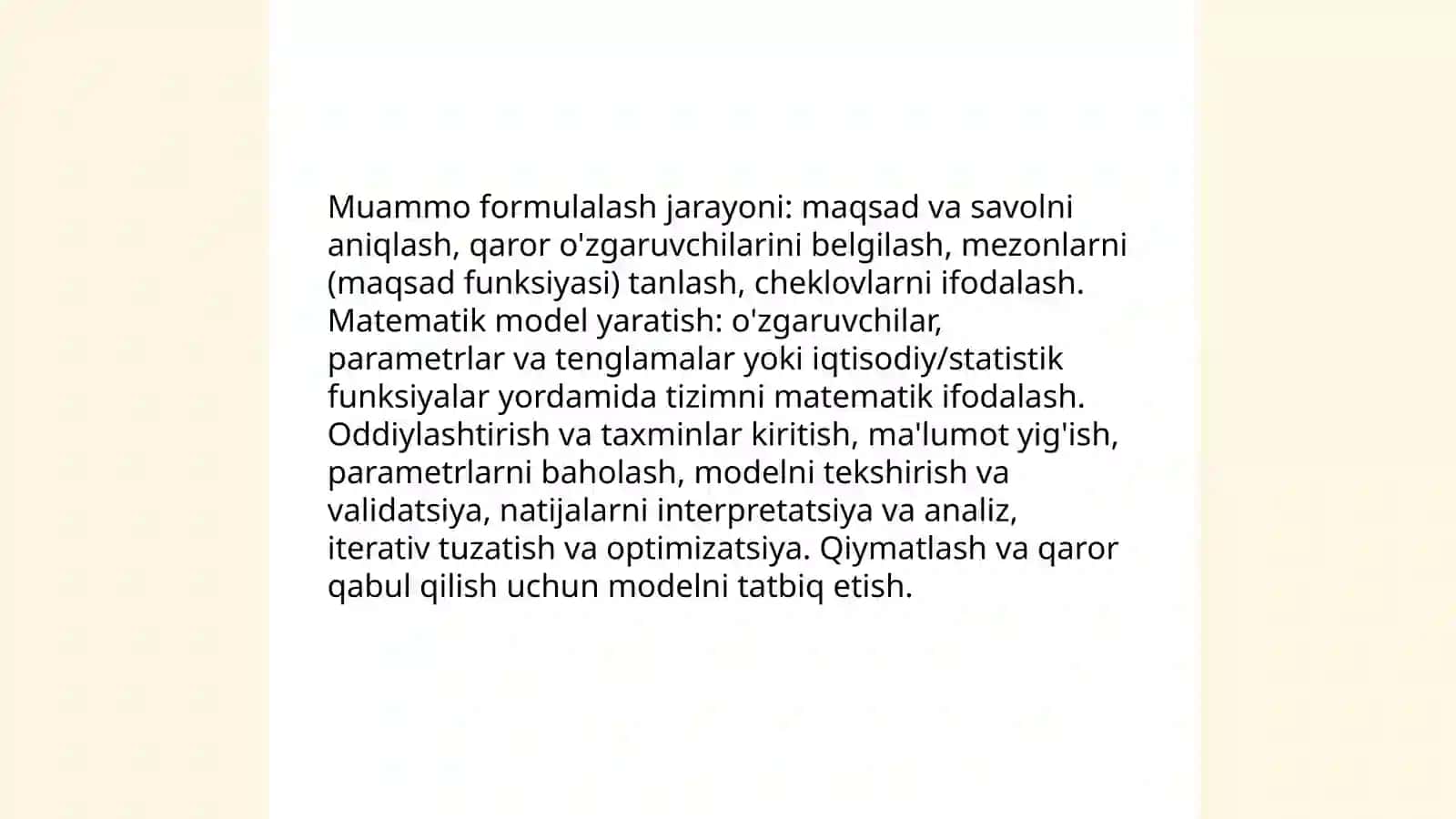 Operatsiyalar tadqiqotlarni o'tkazish va matematik modellar 4