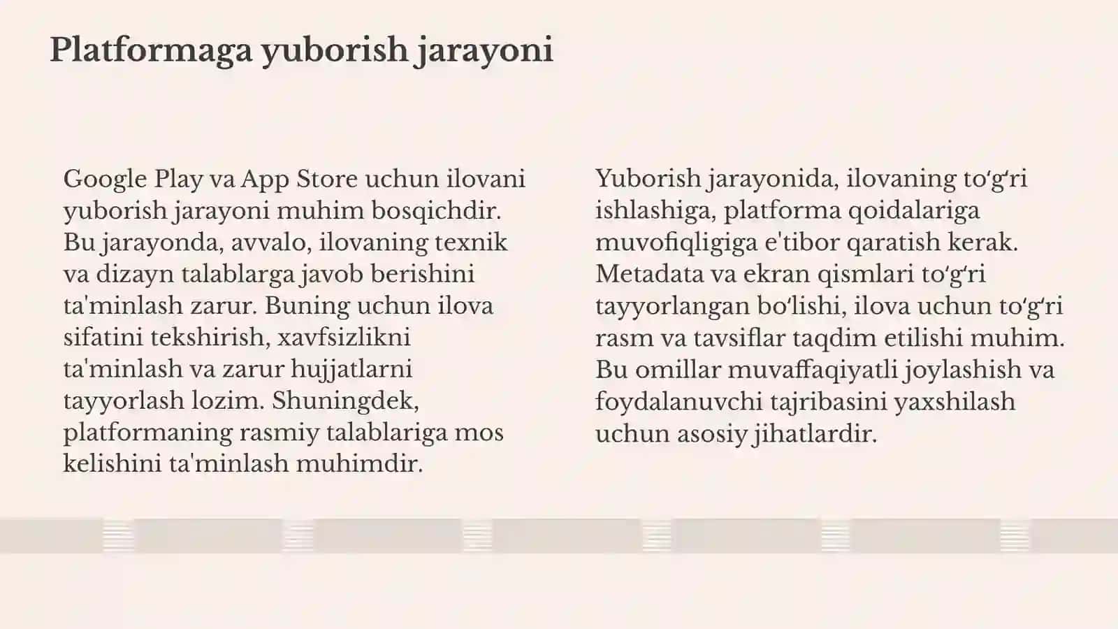 Ilova tayyorlash va platformaga yuborish jarayonining asosiy bosqichlari 4