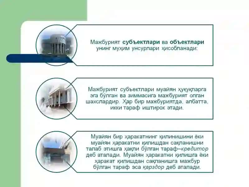 Majburiyat va majburyat huquqi tushunchasi taqdimot/Мажбурият ва мажбурият ҳуқуқи тушунчаси 4