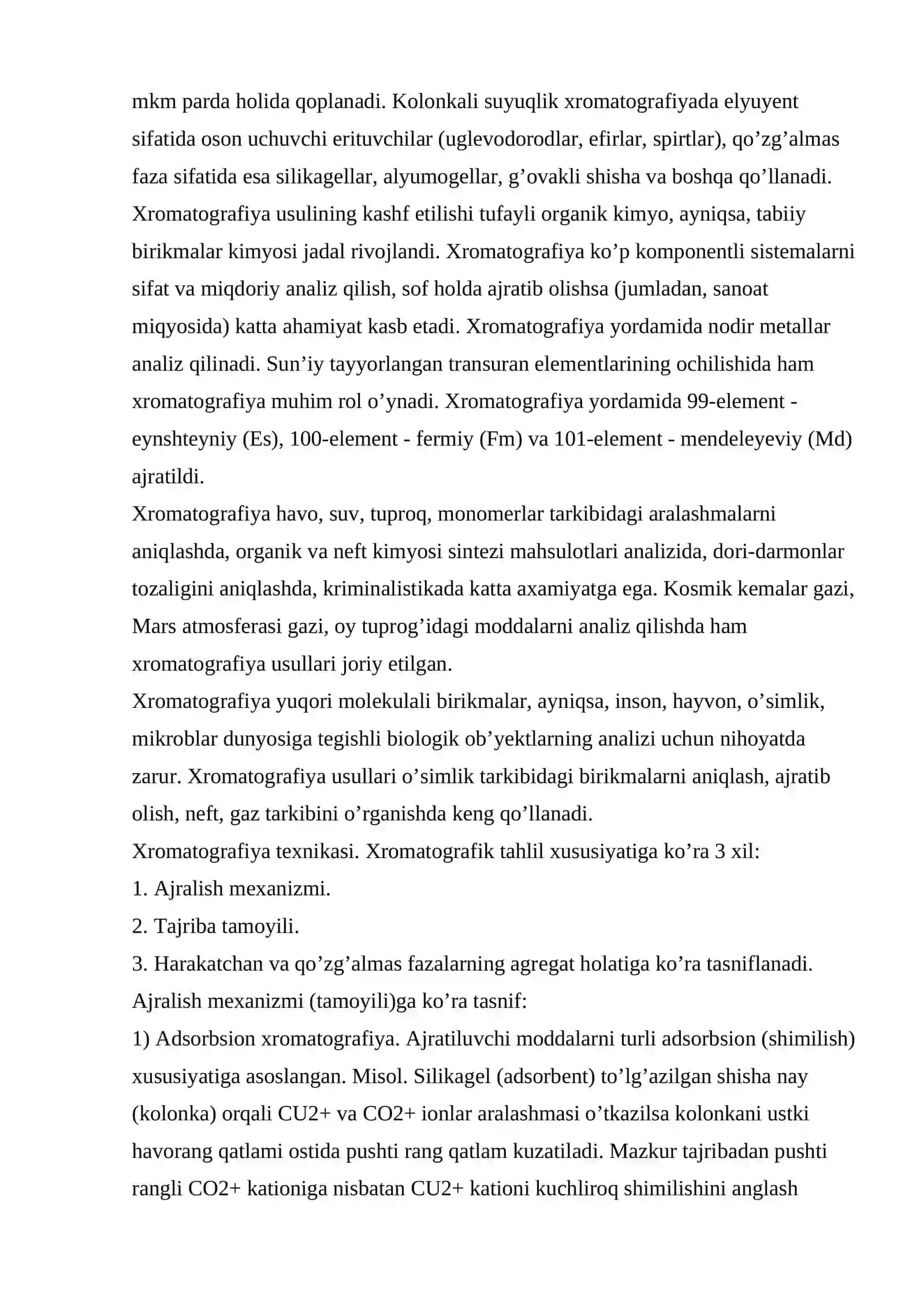 Xromotografik usulning qismlarga bo'linishi 4