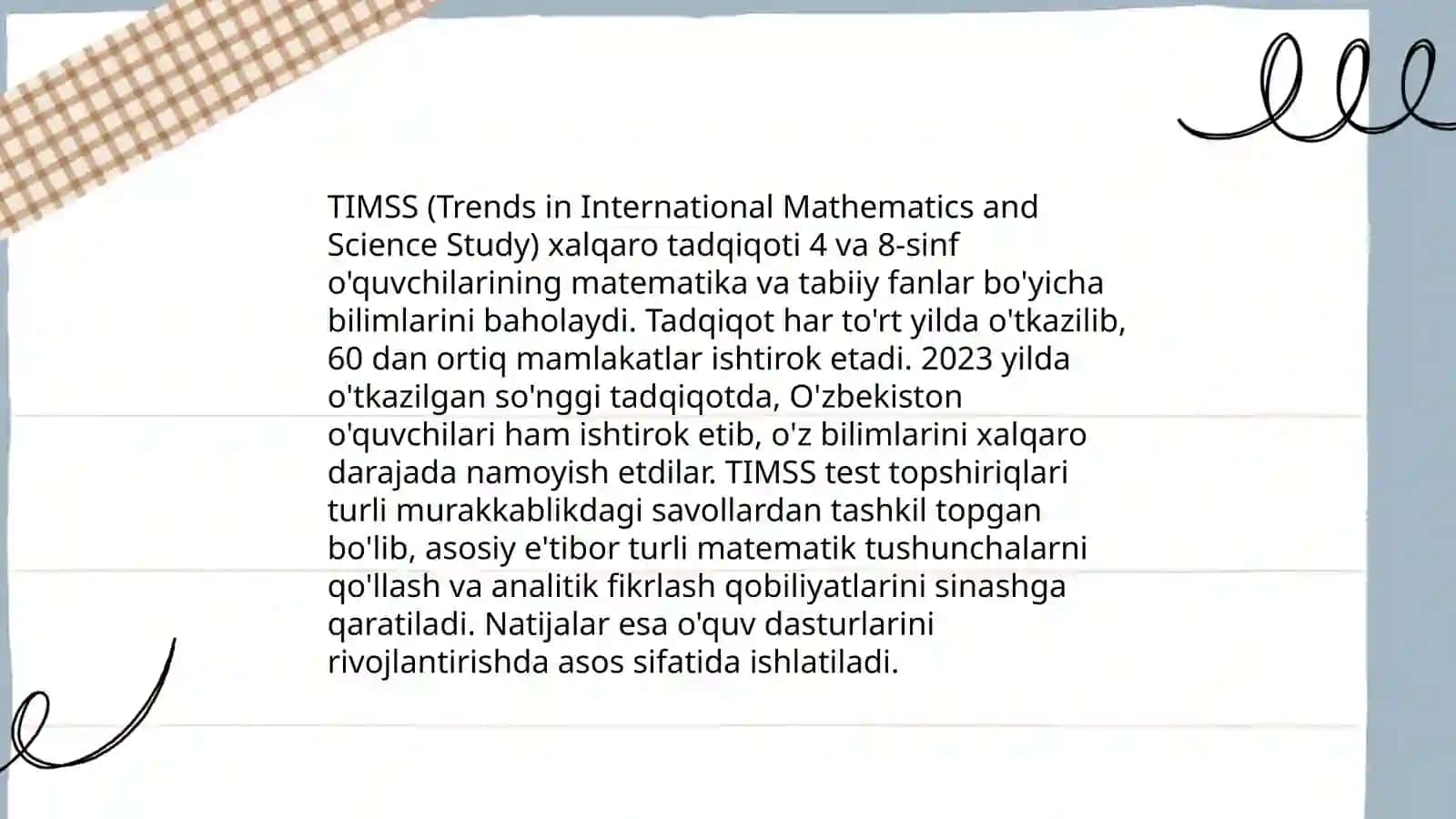 TIMSS xalqaro baholash dasturi mazmuni 4