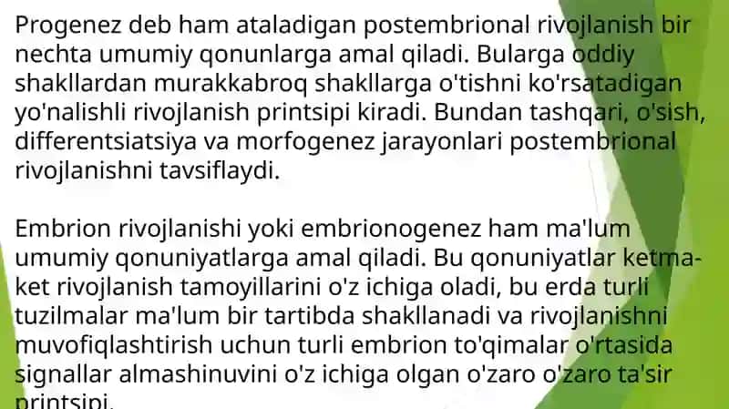 Postembrional rivojlanishning umumiy qonuniyatlari 4