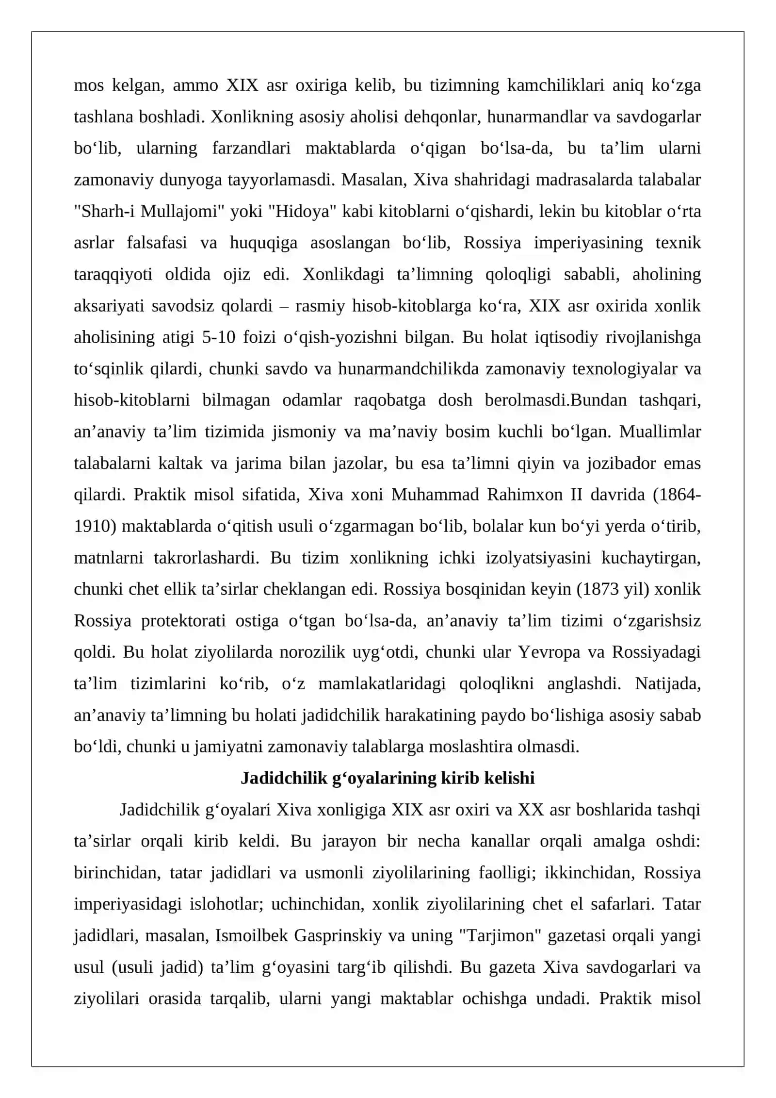 Xiva xonligida jadid maktablarining tashkil etilishi va faoliyati 4
