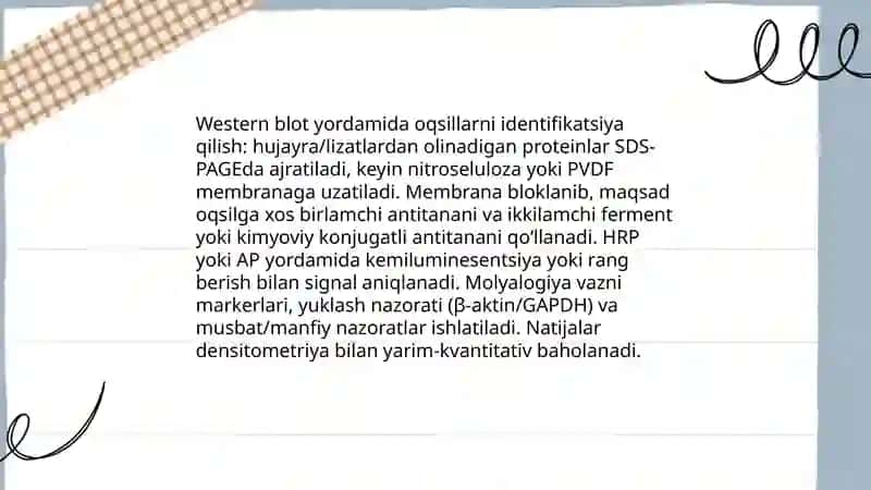 Oqsillar identifikatsiya qilish va miqdorini aniqlash 4