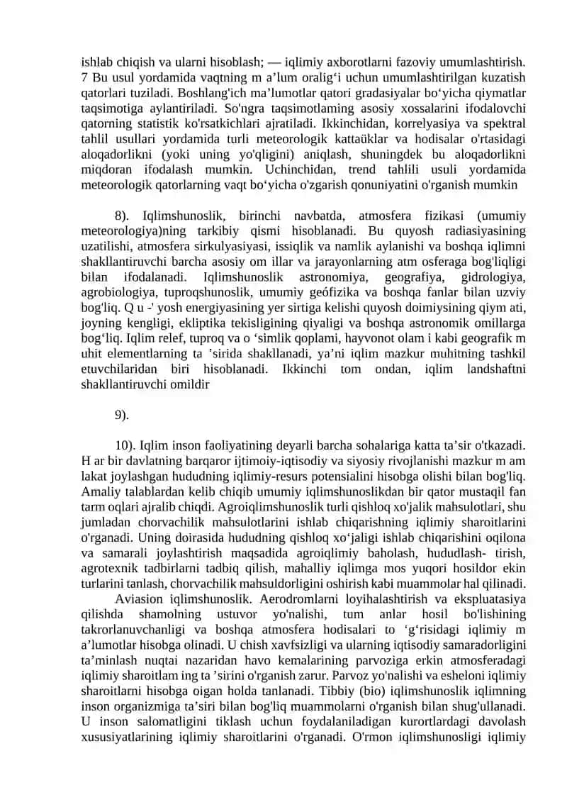 Iqlimshunoslik fanining asosiy vazifalari 4