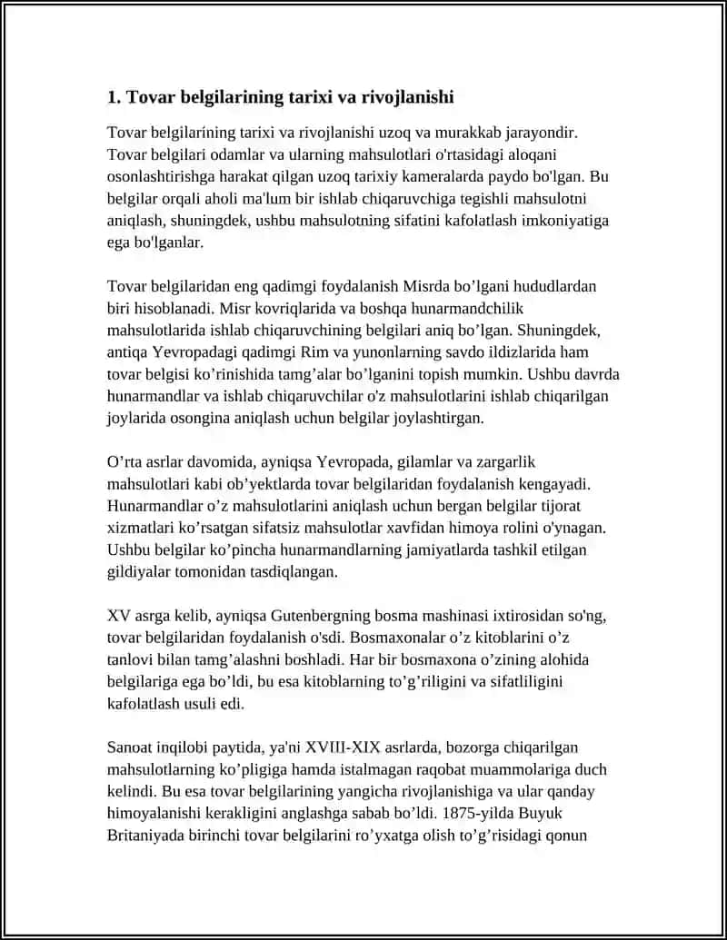 Tovar Belgilari va Xizmat Ko'rsatish Belgilari Haqida 4