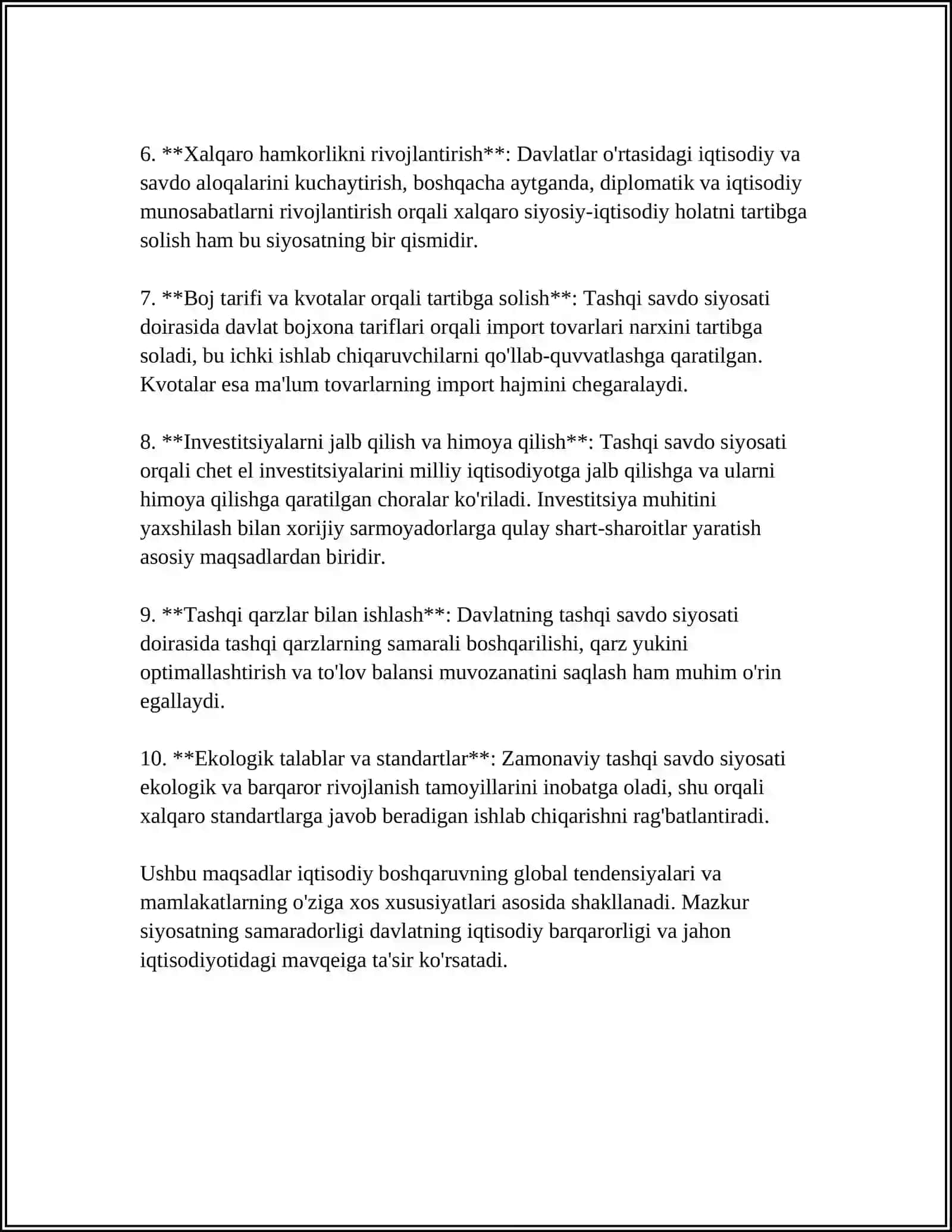 DAVLATNING TASHQI IQTISODIY FAOLIYATNI TARTIBGA SOLISH SIYOSATI 4