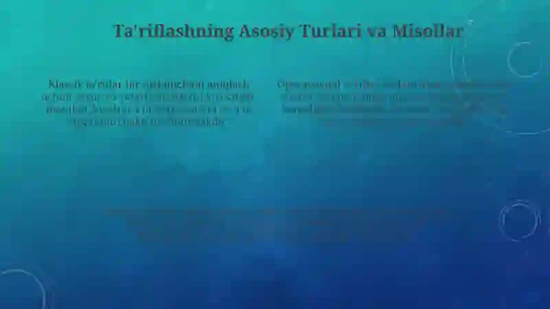 Tushunchalarni ta'riflashga oid misollar 4