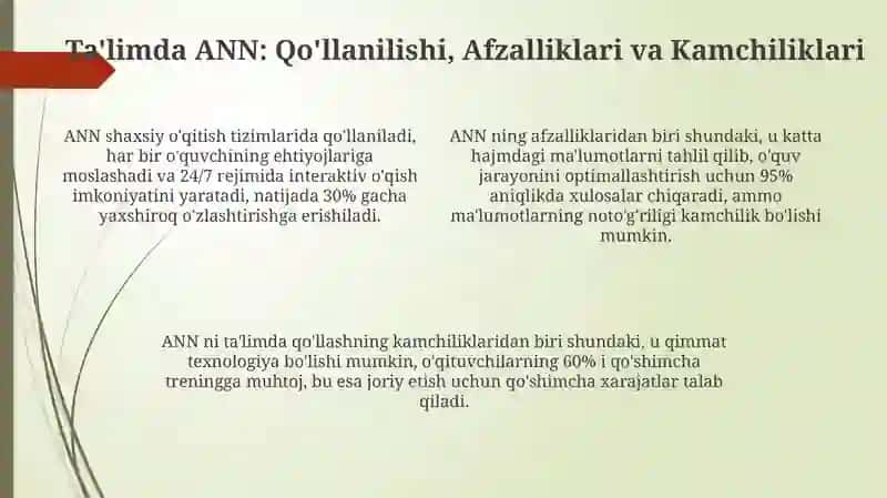 Sun'iy neyron tarmoqlari: Asoslar va Arxitekturalar 4