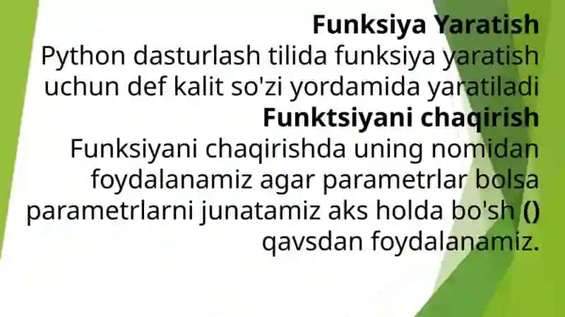 Python dasturlash tilida Funksiya nima 4
