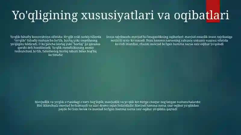 Borliq Va YoʻQlik Tushunchalarining Umumiy Va OʻZiga Xos Xususiyatlari OʻZaro Aloqadorlik Jihatlari 4
