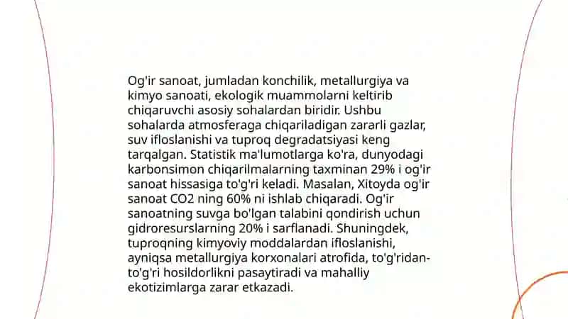 Sanoat tarmoqlari joylashuvi ekologik jihatlari 4