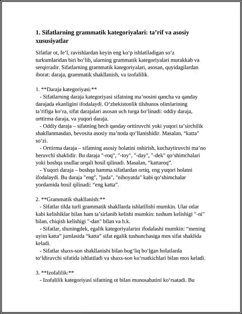 SIFATLARNING GRAMMATIK KATEGORIYALARI 4
