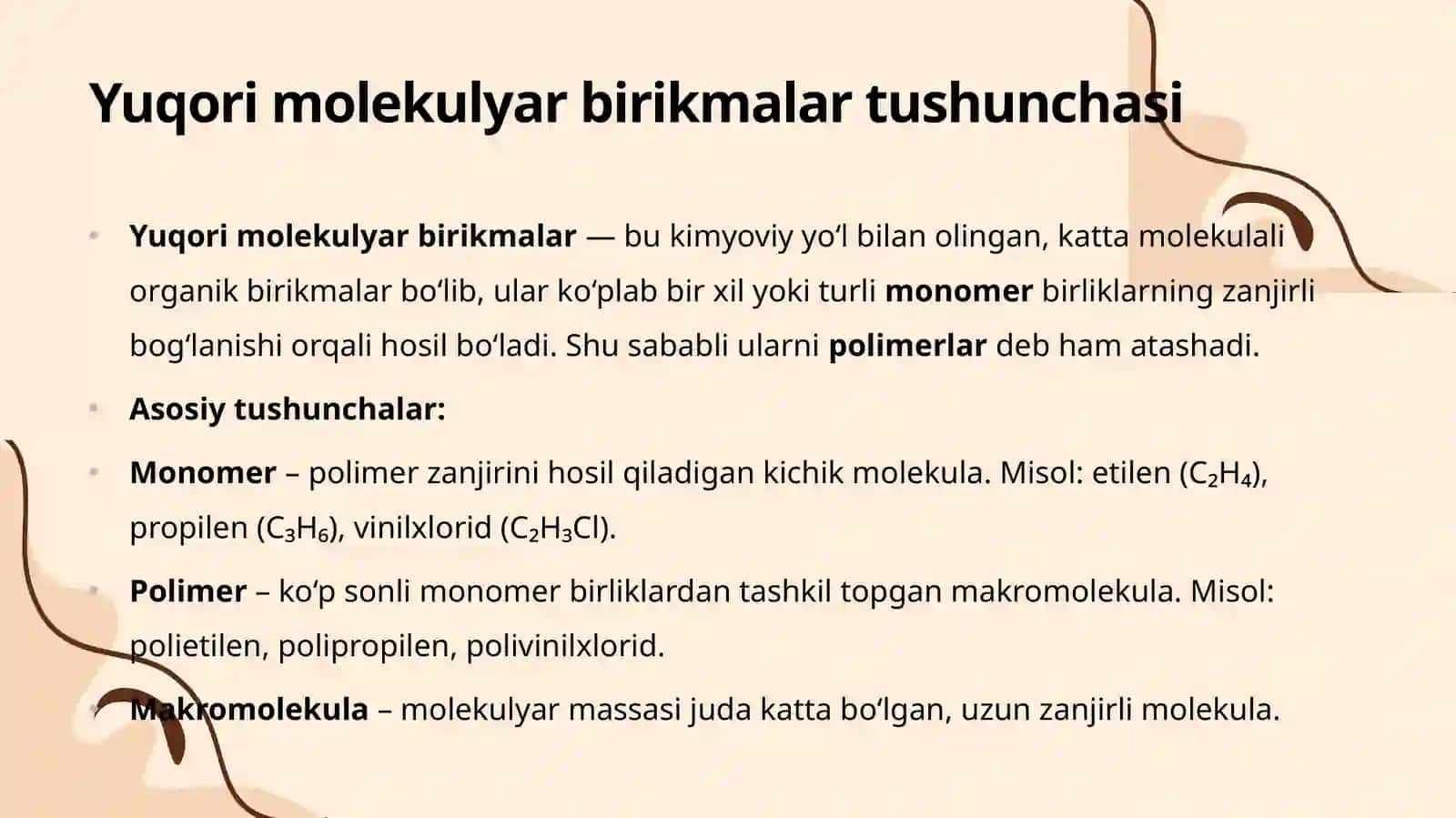 Yuqori molekulyar birikmalarning molekulyar massasi. 4