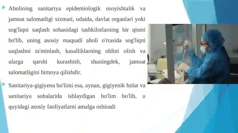 Sanitariya epidemiologik o'soyishtalik va jamoat salomatligi 4