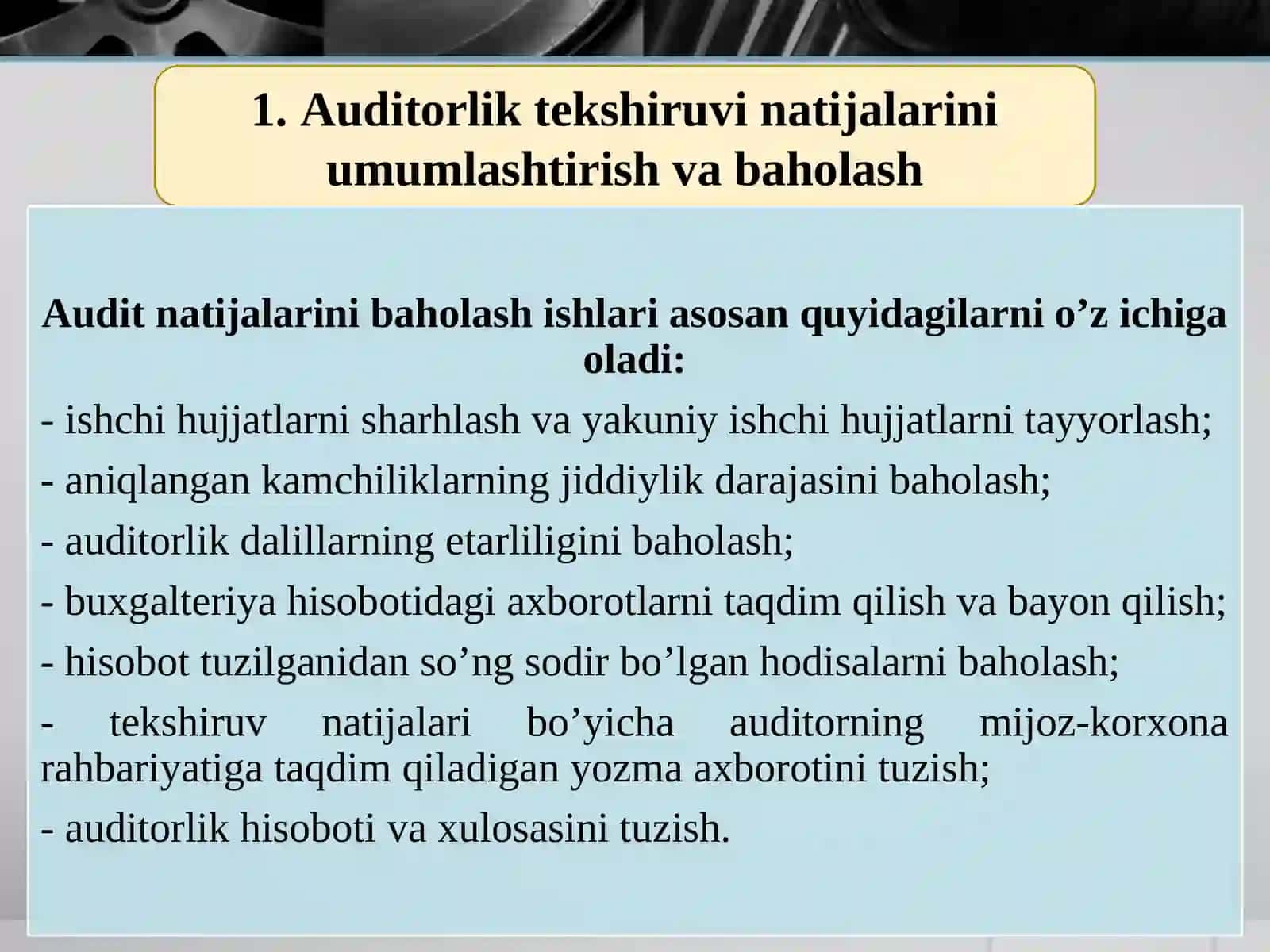 AUDITORLIK XULOSA VA TAKLIFLARINING XALQARO STANDARTLARI 4