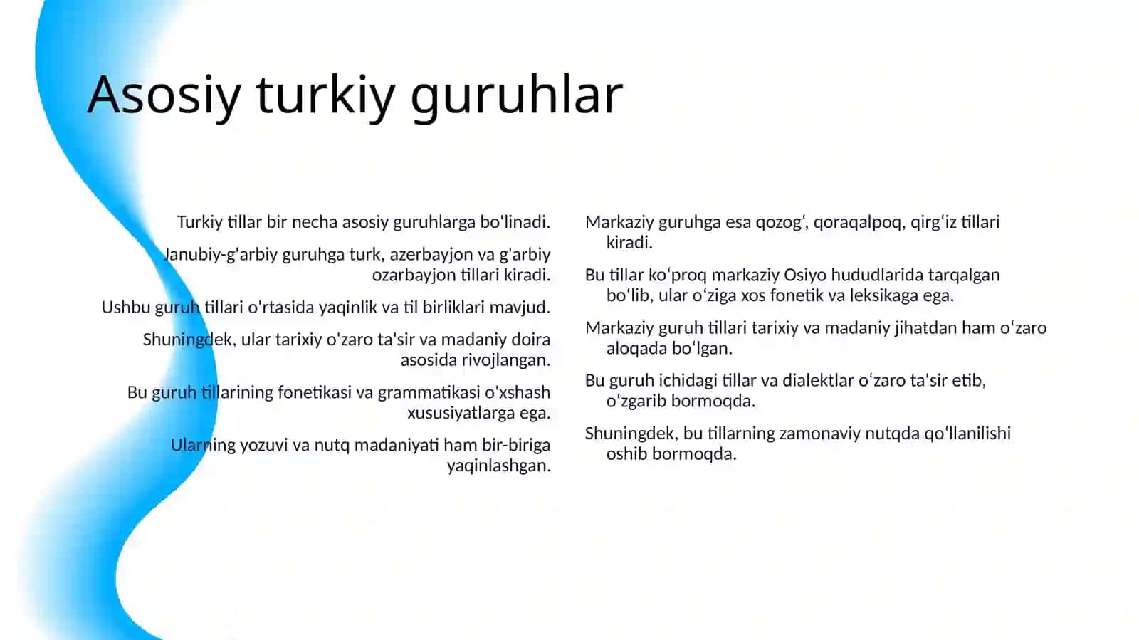 TURKIY TILLARNING HOZIRGI TARAQQIYOT DARAJASI 4