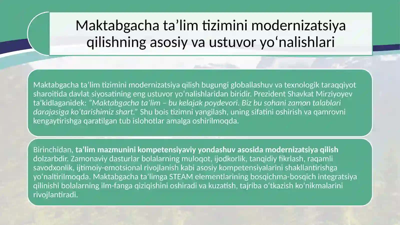 Maktabgacha ta'lim tizimini rivojlantirishning ustuvor yo'nalishlari 4