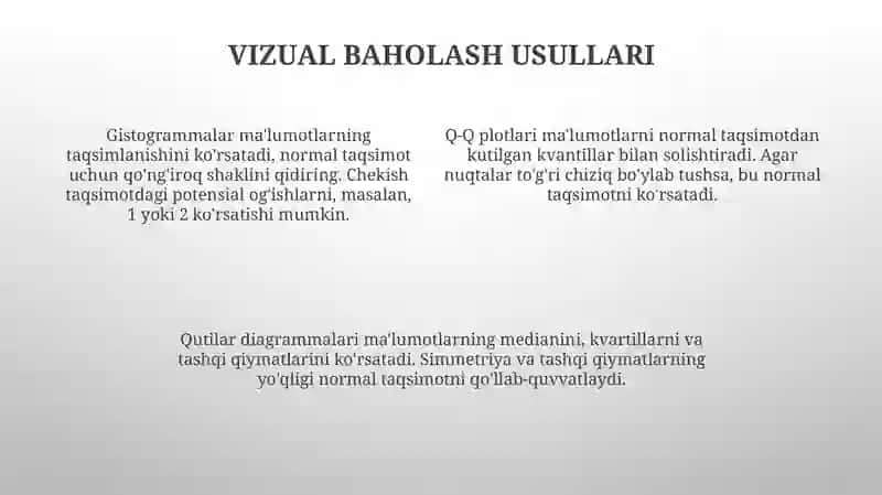Normal taqsimotni baxolash metodlari 4