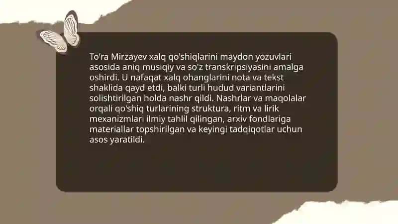 To'ra Mirzayevning folklor to'plamlari va arxiv ishlari 4