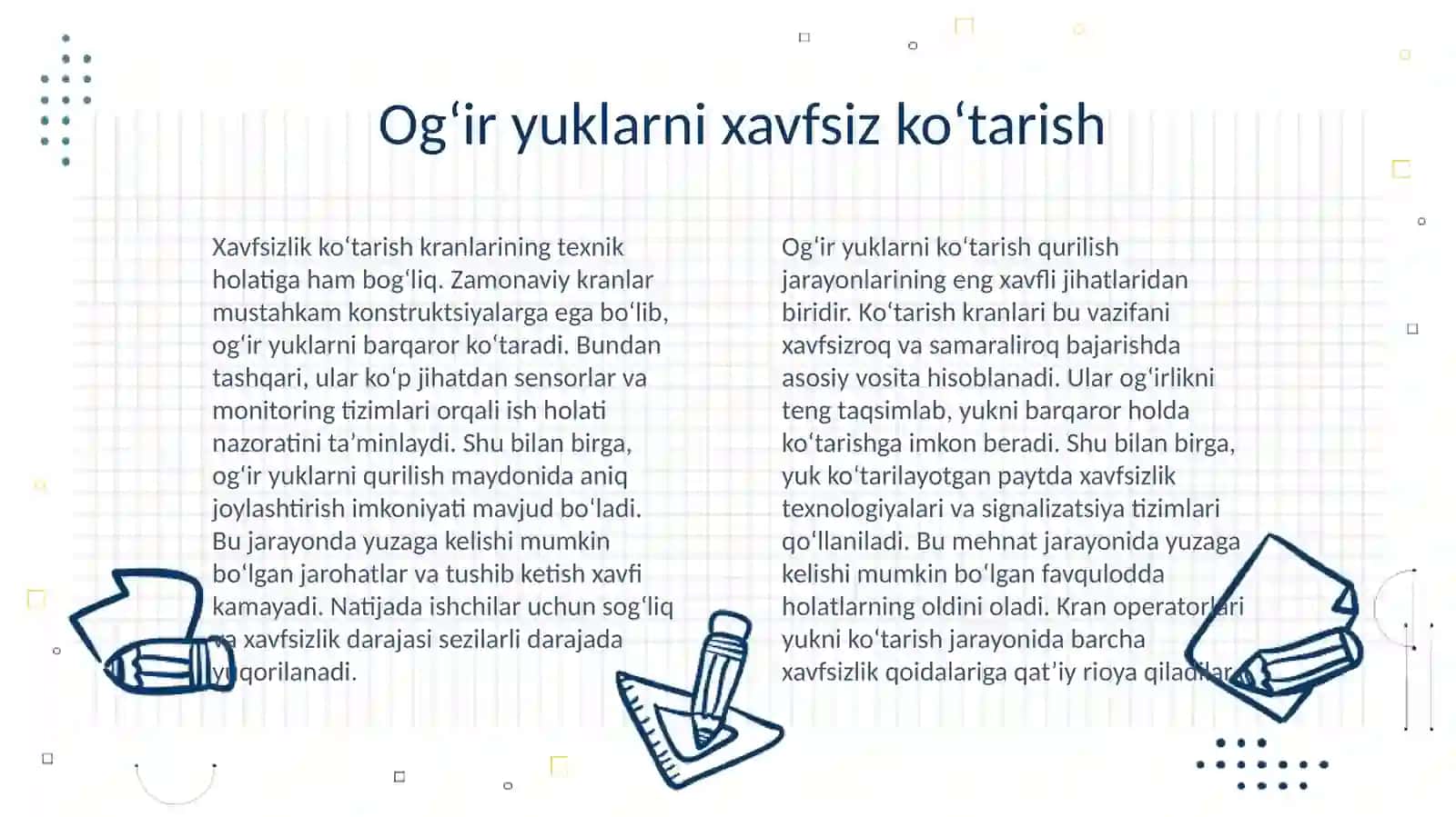 Qurulish soxasiga koʻtarish kranlari keltirib chiqarayotgan qulayliklar 4