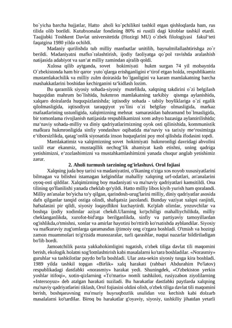 Mustaqillikka Erishish Arafasida O'zbekistondagi Ijtimoiy-Siyosiy Jarayonlar 4
