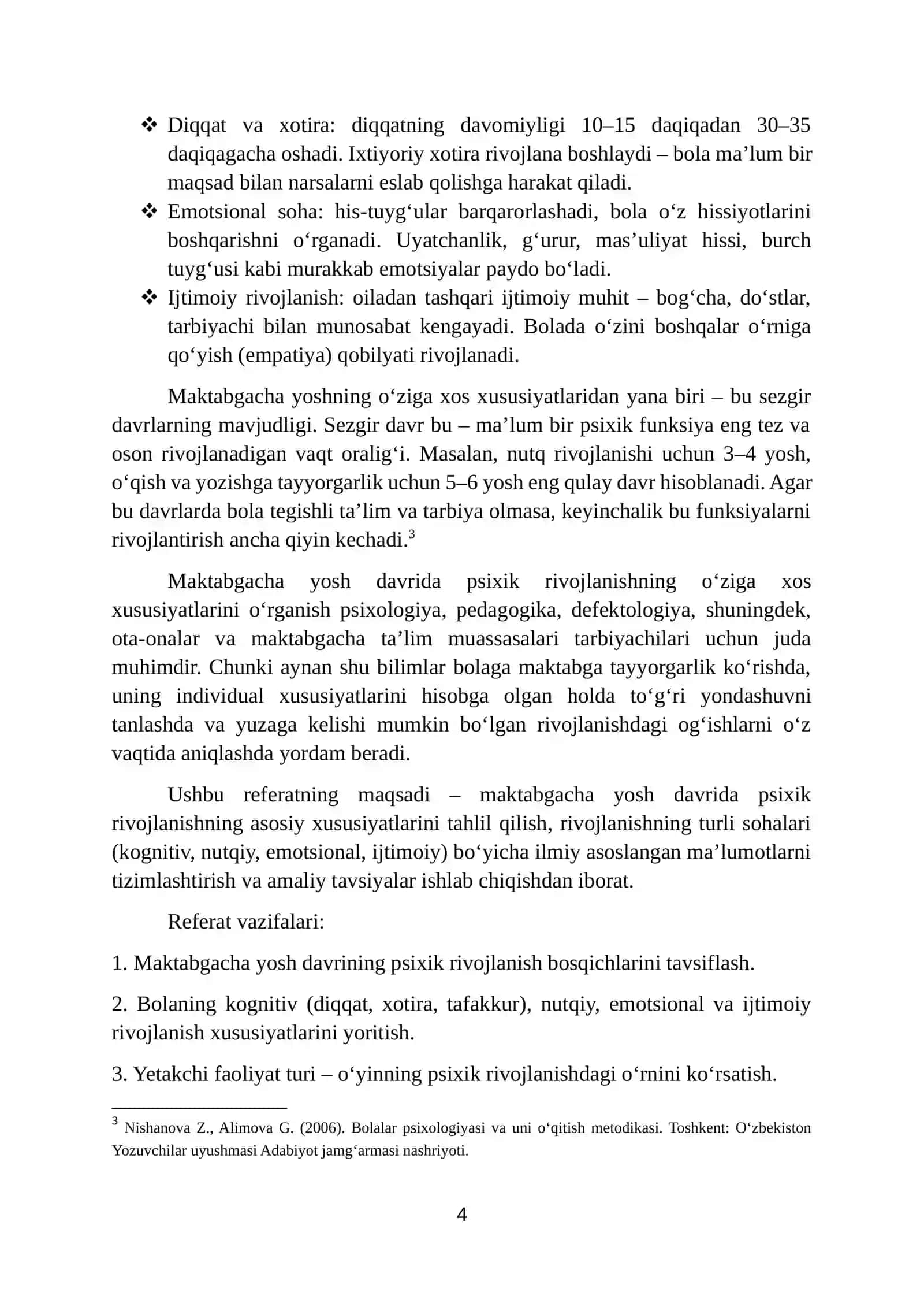 Maktabgacha yosh davrida psixik rivojlanish xususiyatlari. REFERAT 4