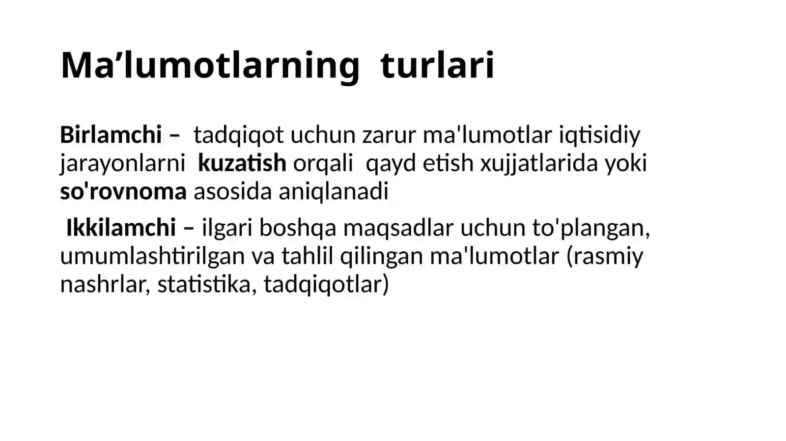 Ma’lumotlarni yig‘ish, qayta ishlash va tahlil qilish 4