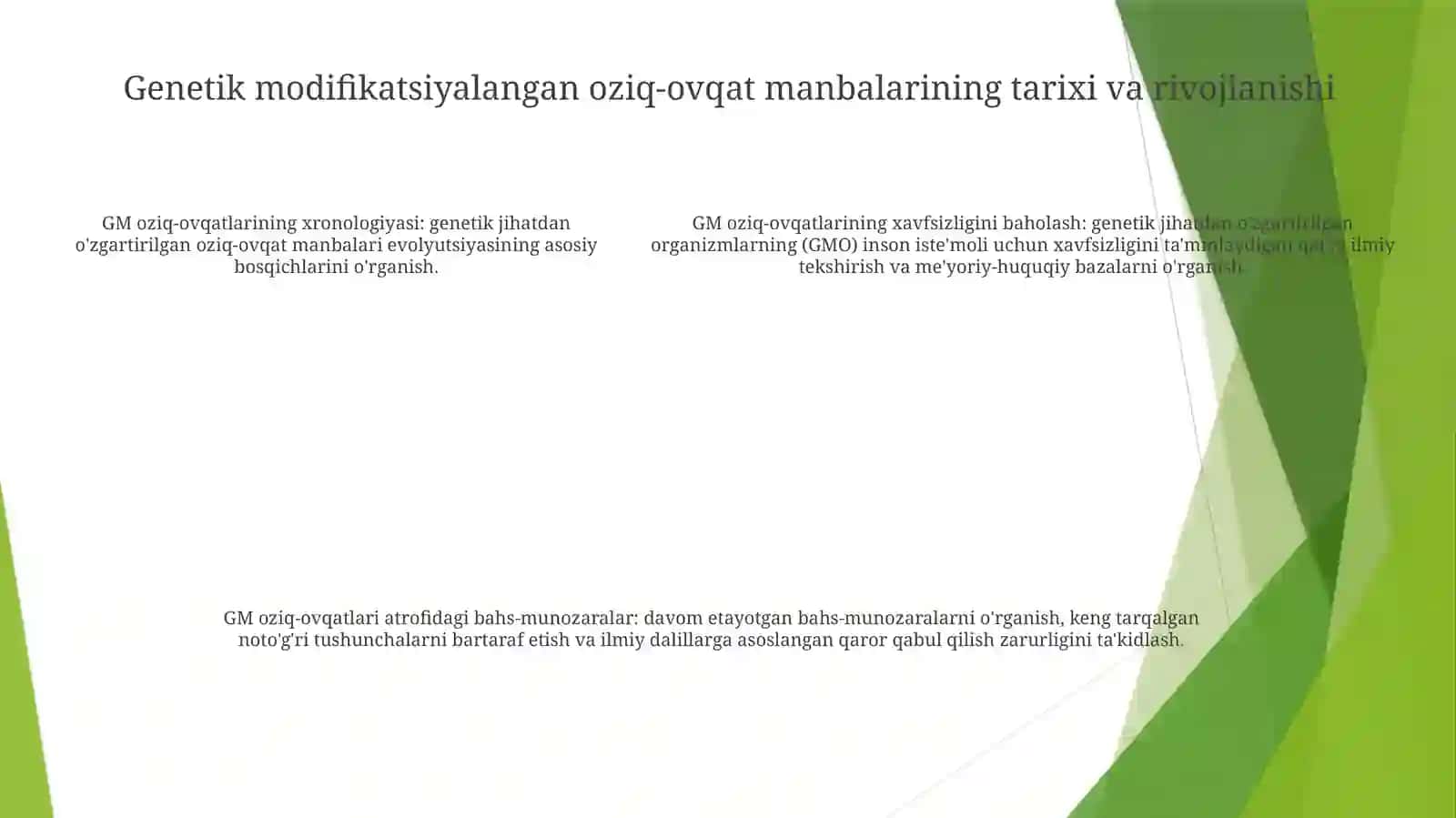 Genetik Modifitsirlangan Oziq-Ovqat Manbalarining Xavfsizligi 4