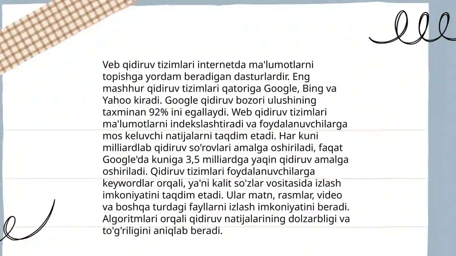Ma'lumotlarni qidirish tizimi. Kompyuter lingvistikasi 4