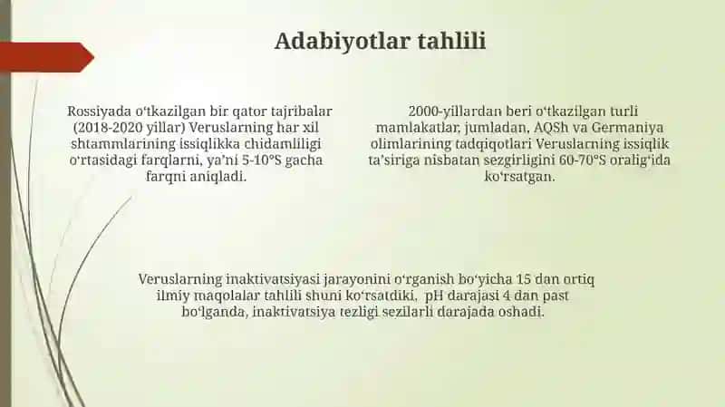 Veruslarni harorat taʼsirida inaktivatsiya nuqtasini aniqlash 4