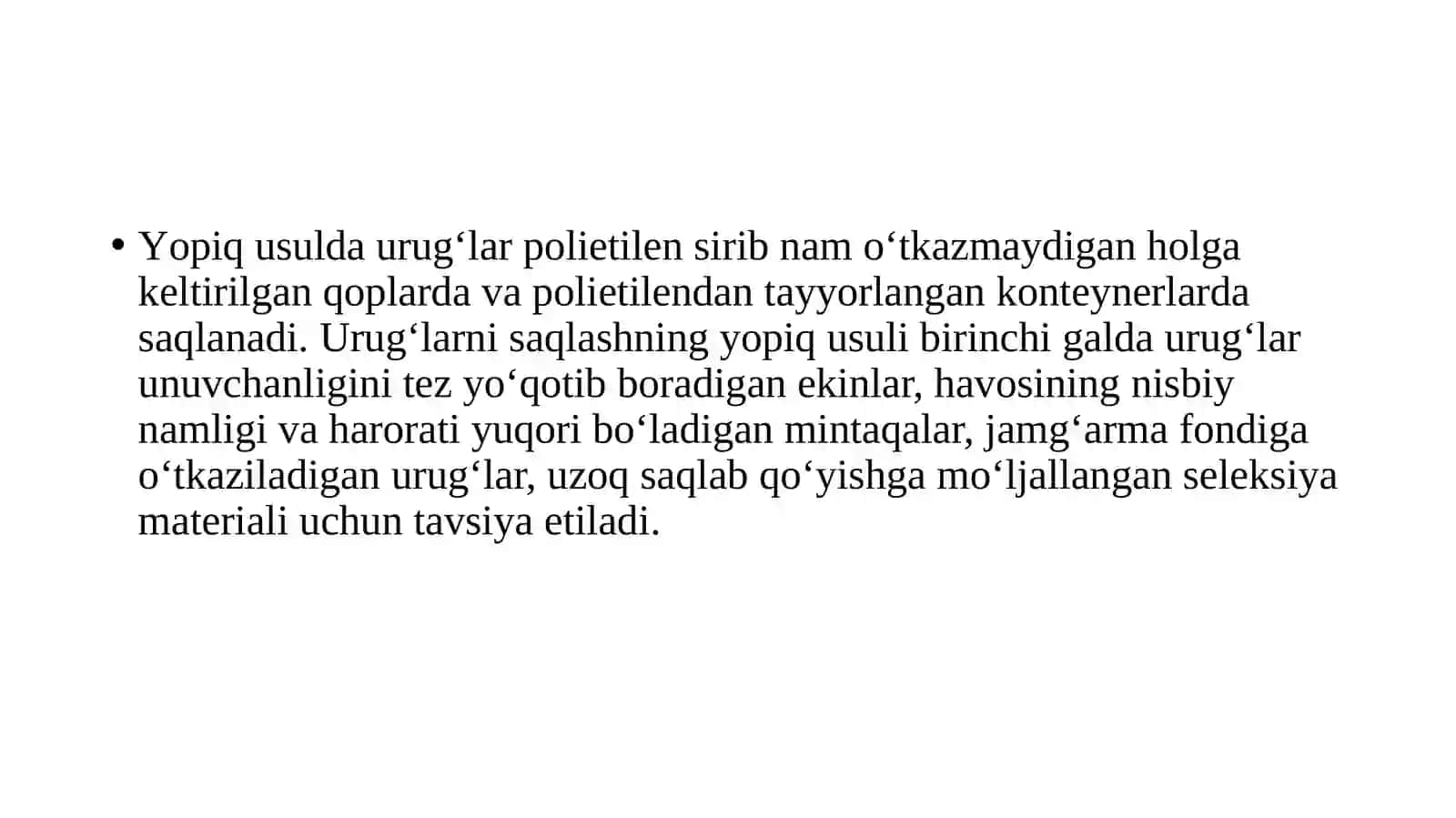 Urug‘larni saqlash, xujjatlashtirish va sotish 4