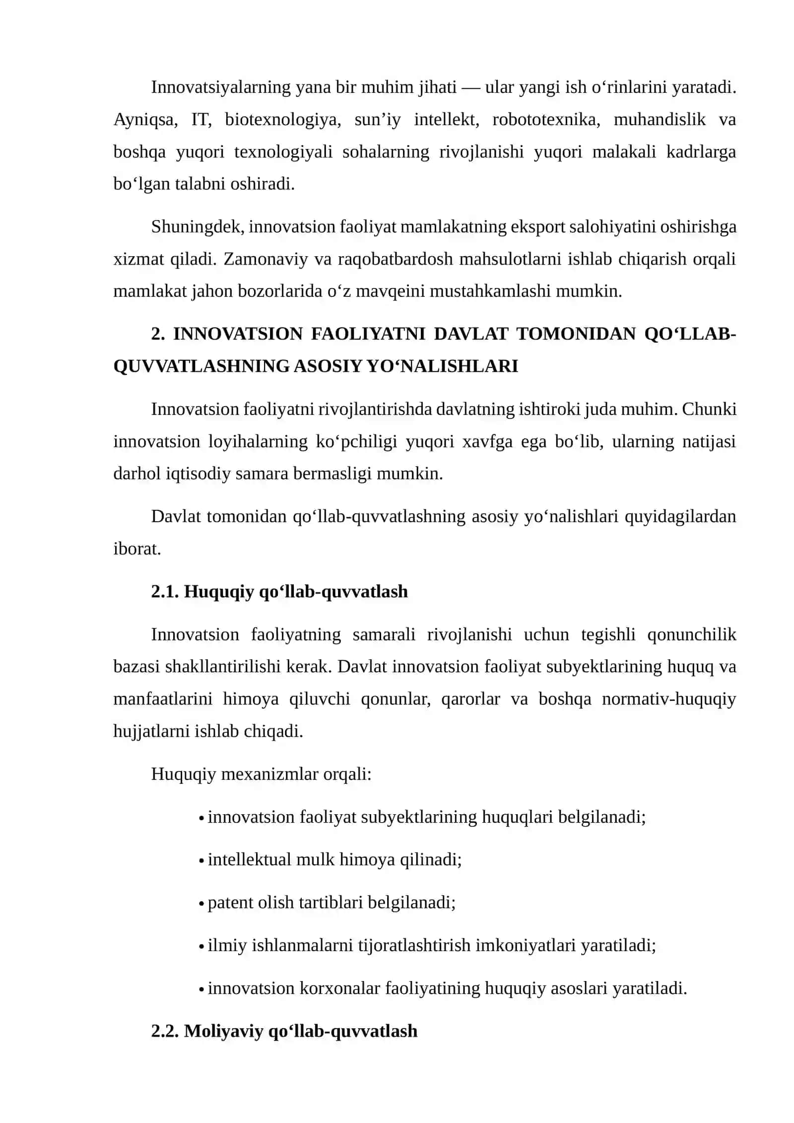Innovatsion faoliyatni davlat tomonidan qo‘llab-quvvatlash va rag‘batlantirish mexanizmlari 4